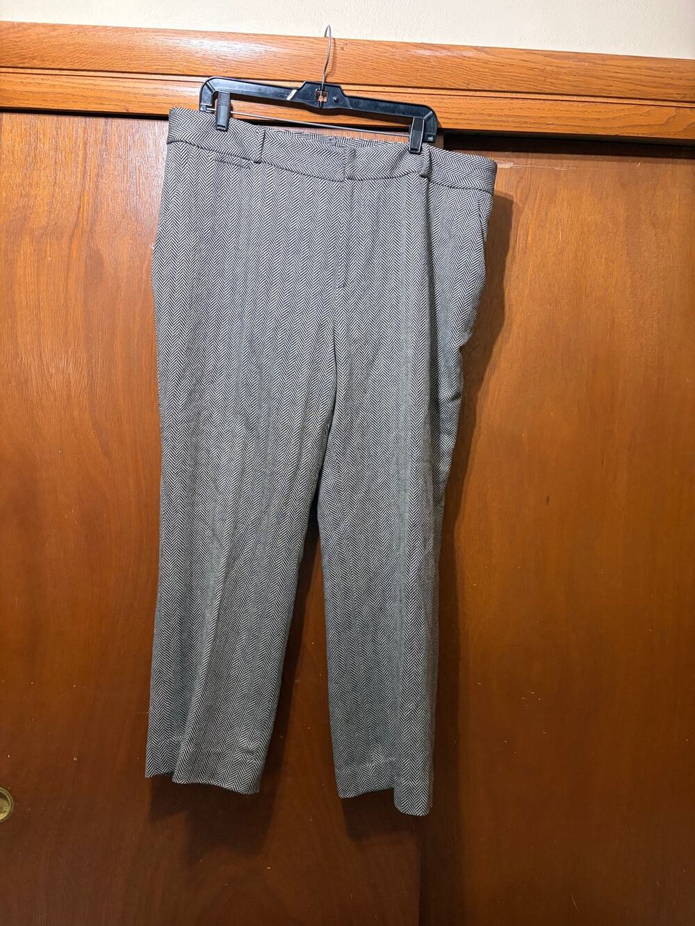 Lauren Ralph Lauren Women's 18W 100% Wool Herringbone Dress Pants Gray Black
